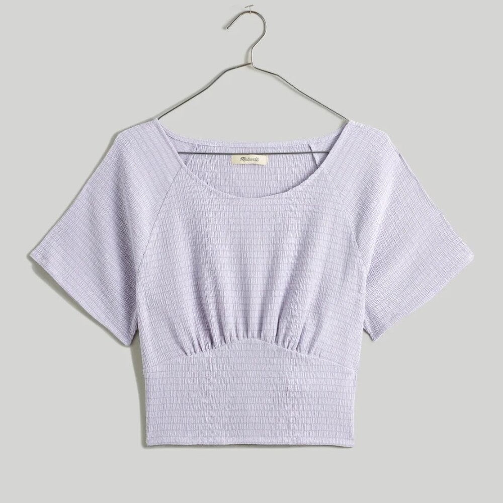 Madewell Shirred Crewneck Crop Top Dusty Lavender Small